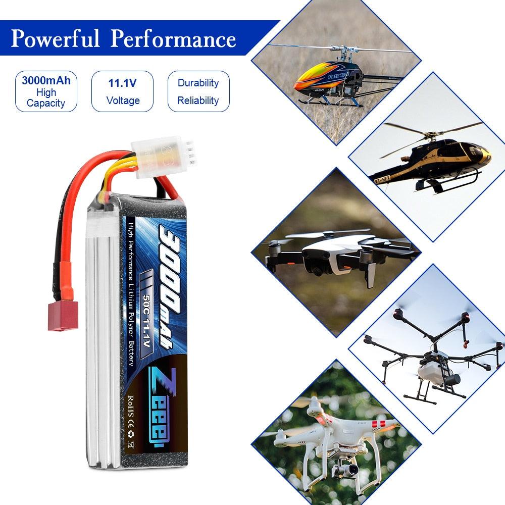 2units Zeee 11.1V 50C 3000mAh 3S Lipo Battery Softcase Battery with Deans Connector for RC Helicopter RC Airplane Car Truck Boat FPV Drone Battery - RCDrone