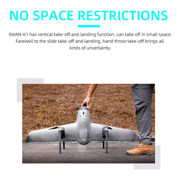 Swan K1 PRO VTOL Fixed Wing Drone - No Need Rudder Vertical Take Off Landing Professional Camera Drone - RCDrone