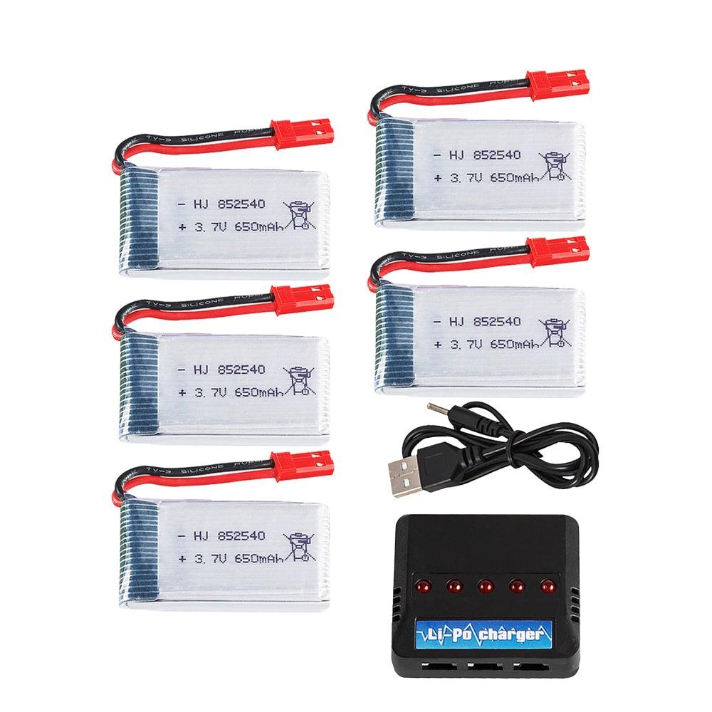 3.7 v 650mah Lipo Polymer Battery For Syma X5c X5c-1 X5 H5c RC Quadrotor Spare Parts Rechargeable Battery Drone Battery 2-6pcs - RCDrone