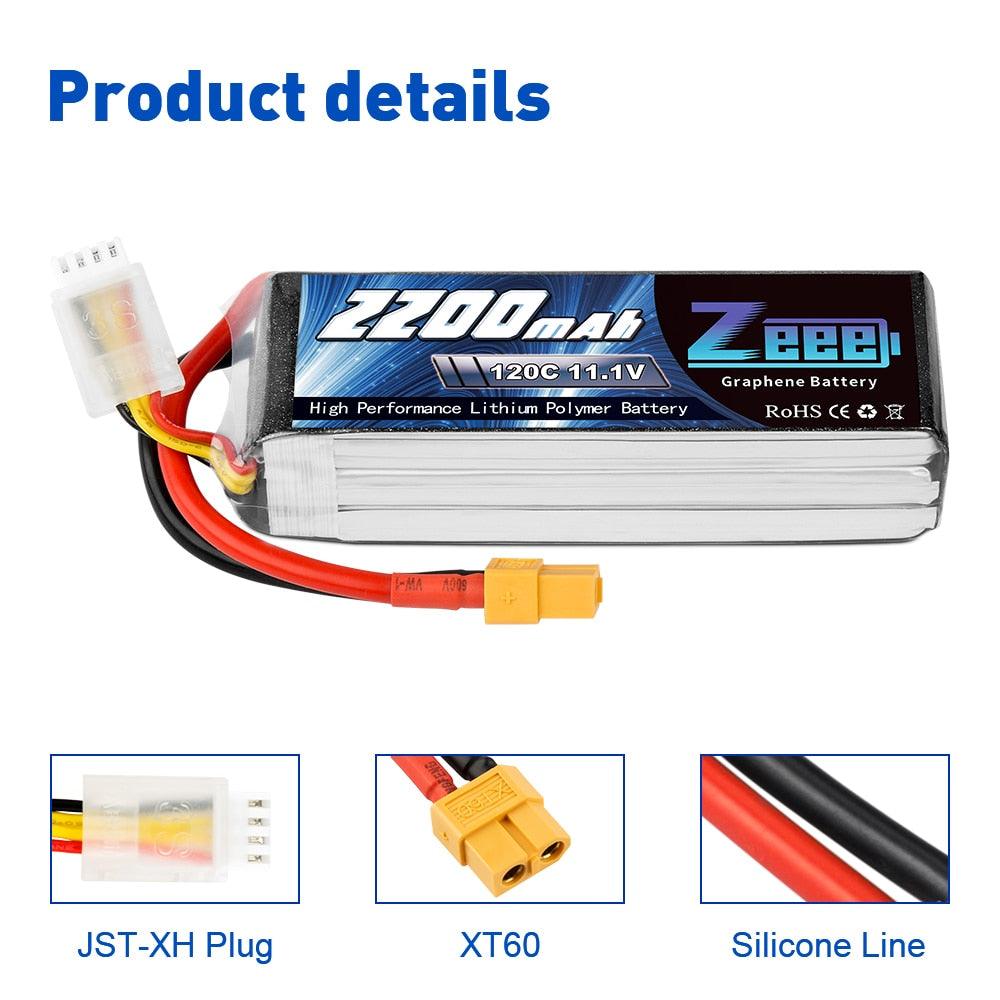 2 ユニット Zeee リポバッテリー 11.1V 3S 2200mAh - 120C RC