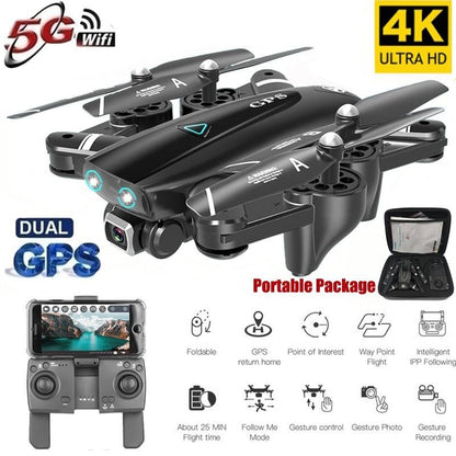 S167 Drone - 2020 New GPS Drone With 4K HD Camera 5G WIFI FPV RC Foldable Quadcopter Drone Flying Gesture Photos Video Helicopter Toy Professional Camera Drone - RCDrone