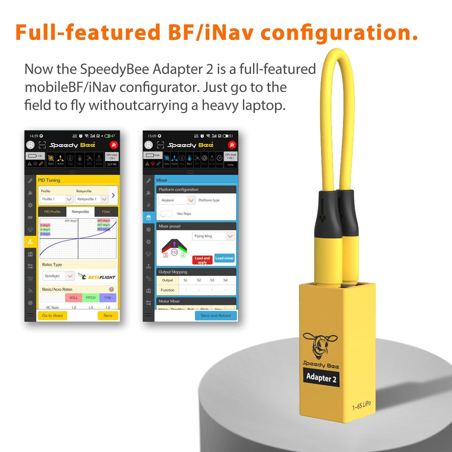 Speedybee Bluetooth Adapter 2 WiFi 1-6S Power Input Upgrade FC Firmware Full-Feature BF/iNav Configuration Adapter2 - RCDrone