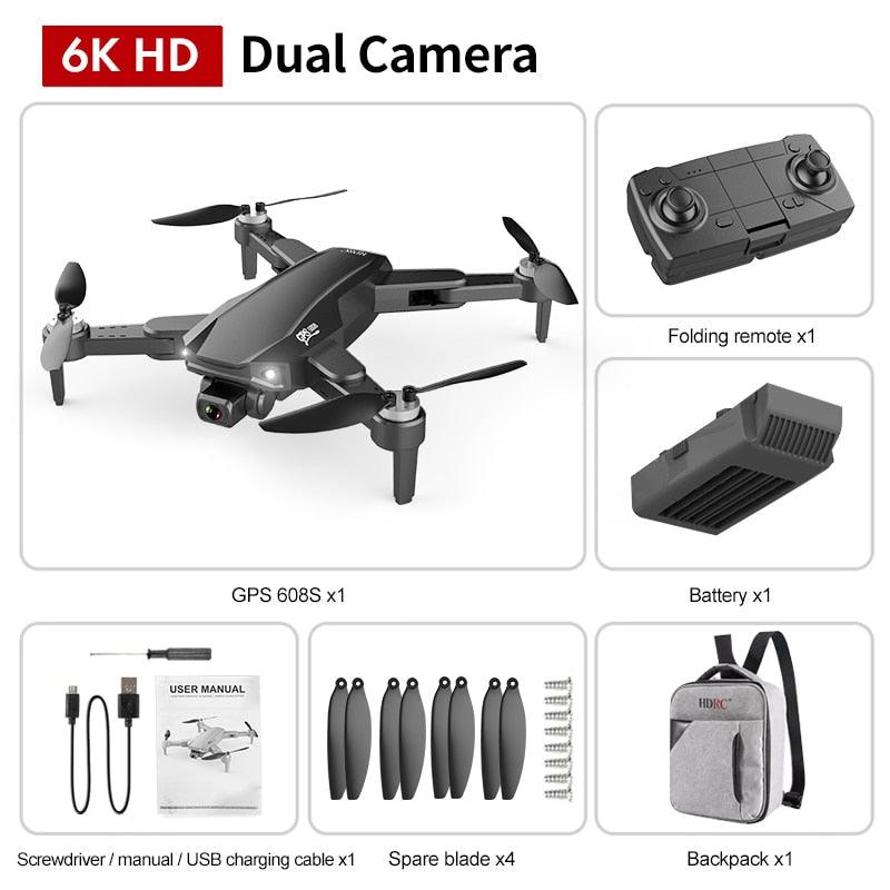 S608 Pro GPS Drone - 6K HD Dual HD Camera RC Distance 3KM WIFI FPV Brushless Motor RC Foldable Quadcopter Toy Professional Aerial Camera Drone Professional Camera Drone - RCDrone