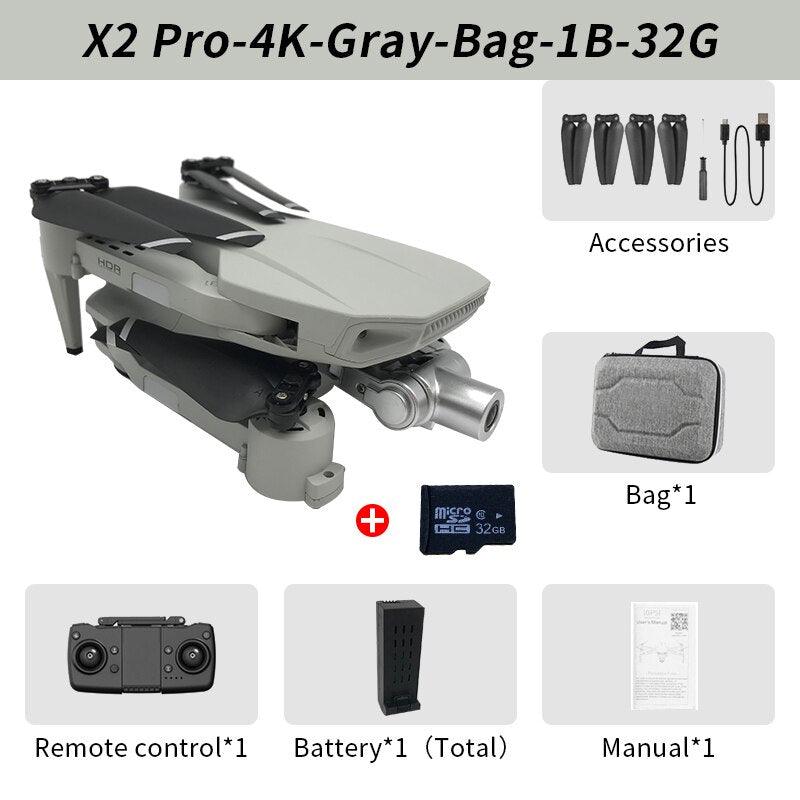 X2 Pro2 GPS Drone - 2023 New 4K HD 1080P Dual Camera Mechanical 2-Axis Gimbal Dual Camera 5G WIFI Brushless Foldable Quadcopter Professional Camera Drone - RCDrone