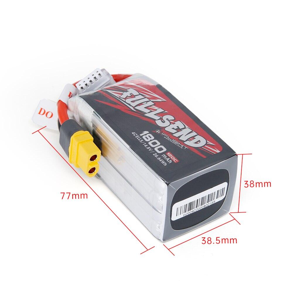 iFlight FULLSEND 4S 1800mAh Battery - 120C 14.8V Lipo Battery with XT60 Connector for FPV Drone Battery - RCDrone