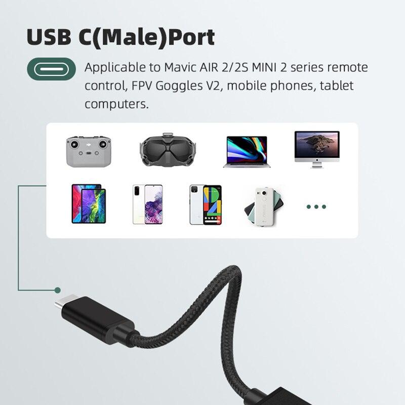 OTG Data Cable Adapter for DJI Mavic 3/Mini 2/Air 2/Air 2S/FPV Goggles V2 Connector USB to Tpye-C Micro-Usb IOS for Phone Tablet DJI Accessories - RCDrone