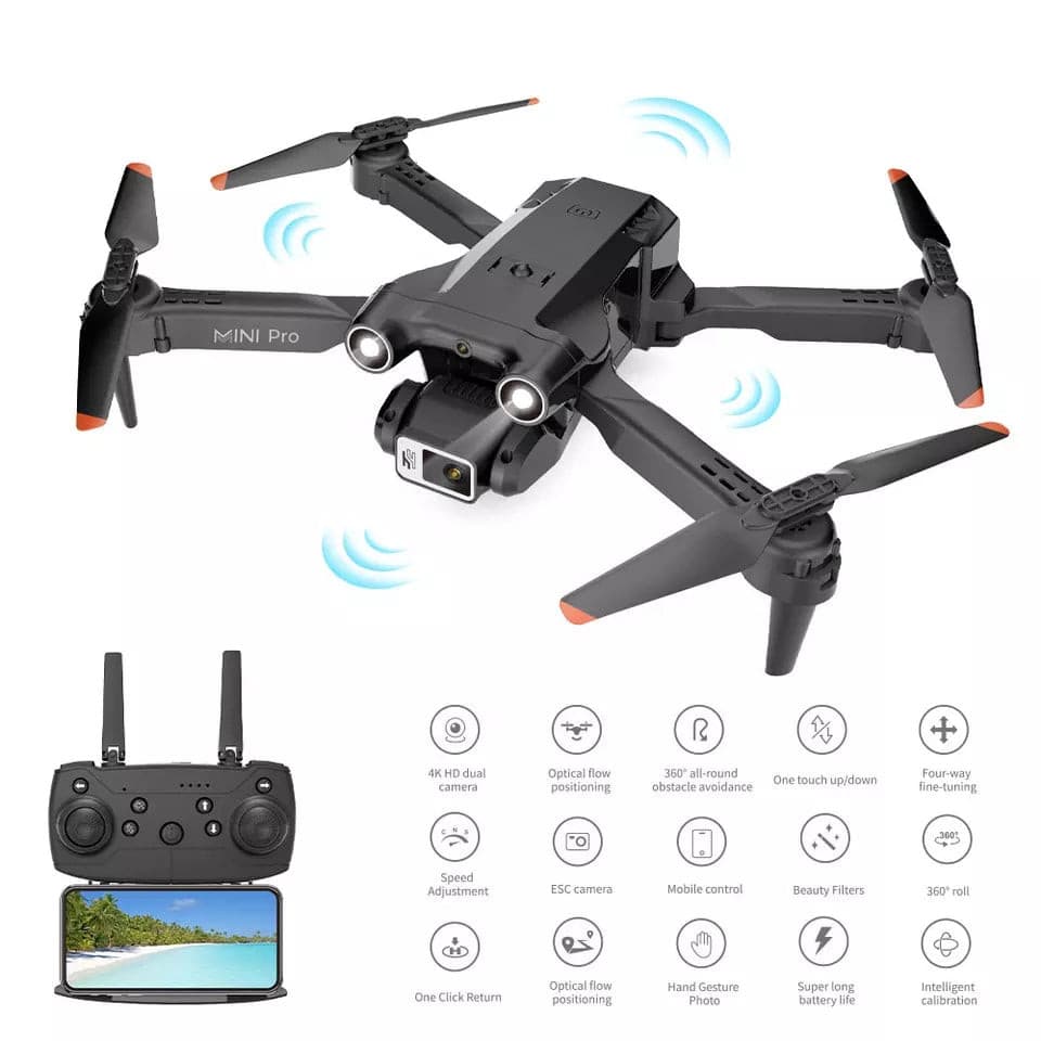 E63 Drone - RC Drone Obstacle Avoidance Optical Mini RC Quadcopter Drone with 4K Dual HD Camera and GPS - RCDrone