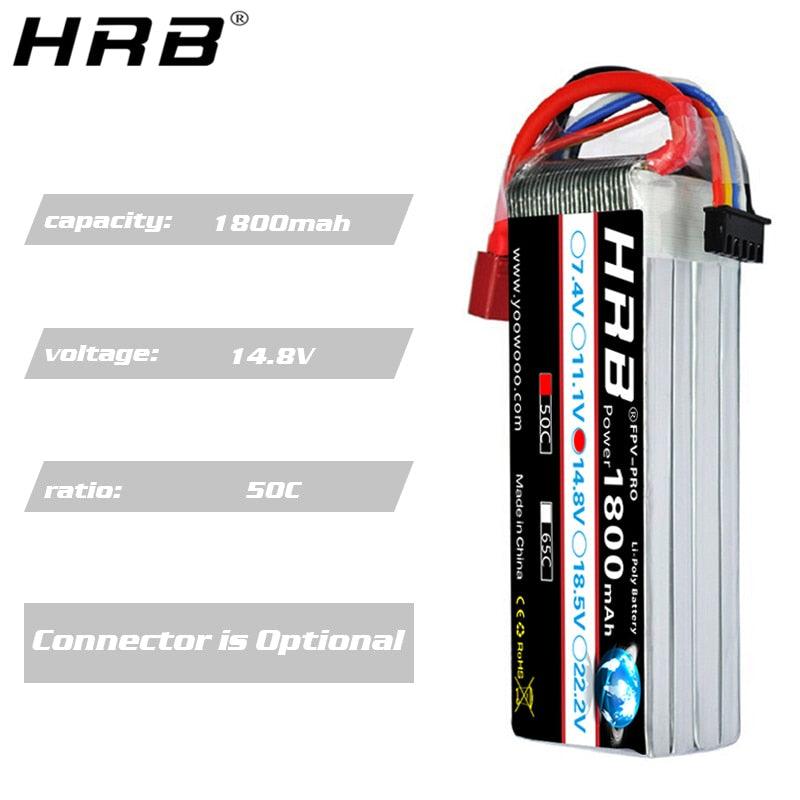 HRB Lipo 4S Battery 14.8V 1800mah - 50C XT60 For Fishing Bait Boats Buggy Cars Airplane Hobby RC Parts T EC5 XT90 Deans Female - RCDrone