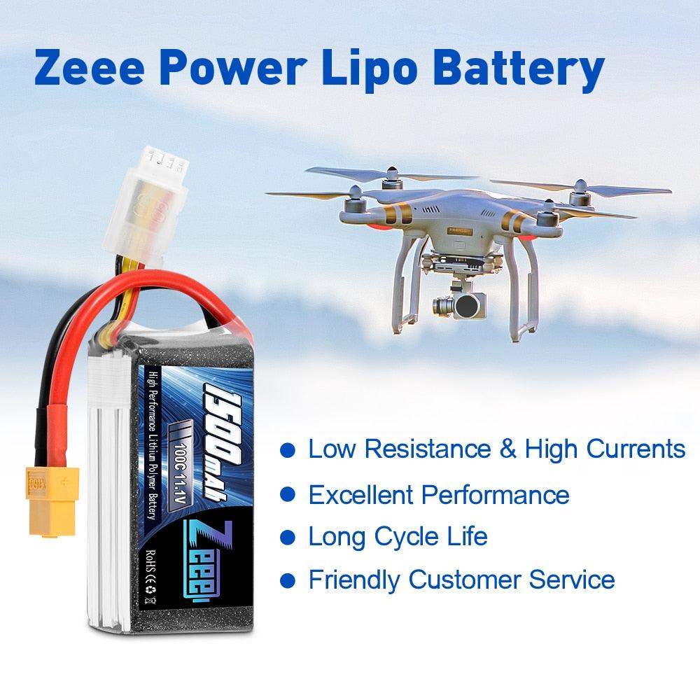 2units Zeee 11.1V 1500mAh 100C 3S Lipo Battery with XT60 Plug Softcase RC Battery for RC Quad Drone RC Car Truck Airplane FPV Battery - RCDrone