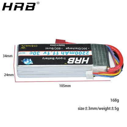 HRB 3S Lipo Battery 11.1V 2200mah - 30C T XT60 Deans XT90 EC5 Female For Axial SCX10 Airplanes FPV Drone Racing Car Boat RC Parts - RCDrone