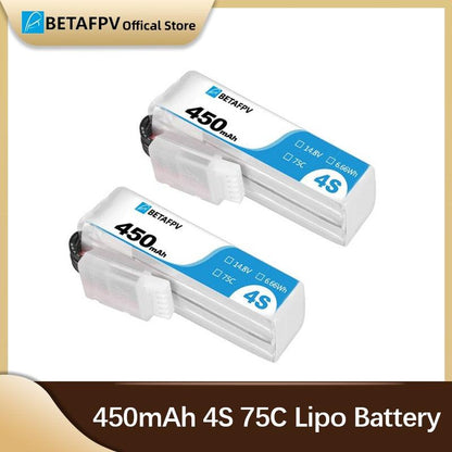 4PCS BETAFPV 4S 450mAh 75C Lipo Battery For Beta95X V3 FPV Whoop Quadcopter Battery Parts Racing Drone Battery Accessories - RCDrone