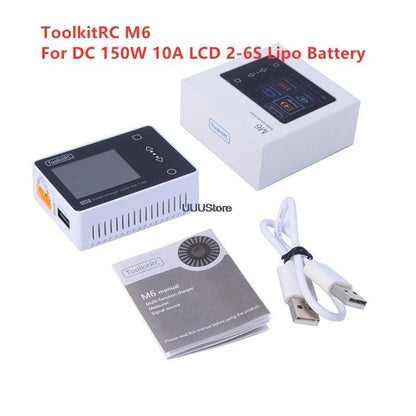 ToolkitRC M6 Charger - DC 150W 10A LCD 2S - 6S Lipo Battery Smart Balance Charger Discharger For Fpv RC Racing Drone Model Spare Part - RCDrone