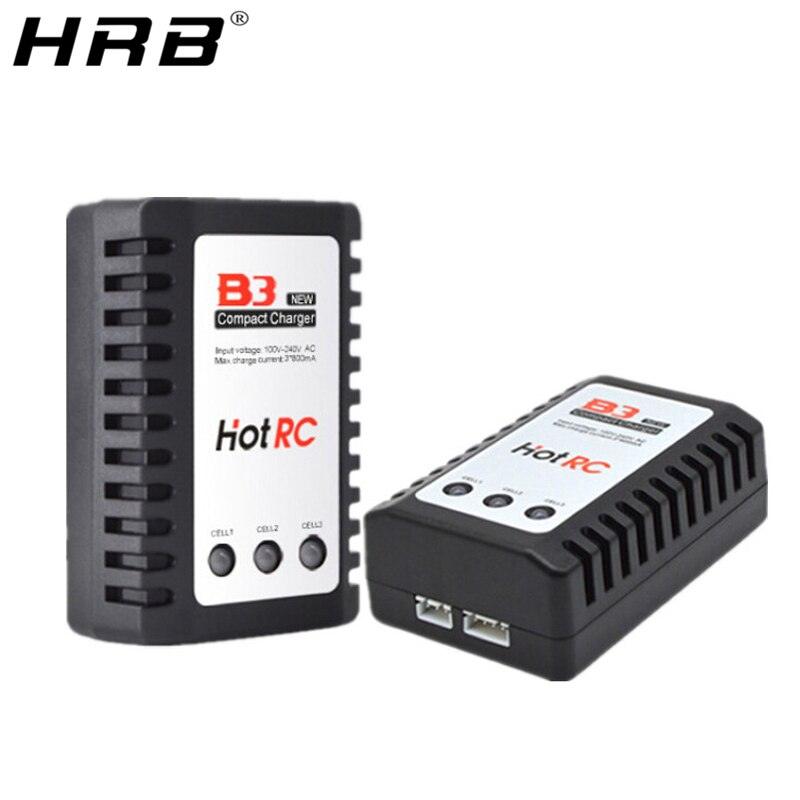 HotRC B3 Lipo Battery 7.4V 11.1V - 2S 3S AC 10W Balance Charger 110V-240V Compact Charging EU US Plug Power Cable Warning RC Parts - RCDrone
