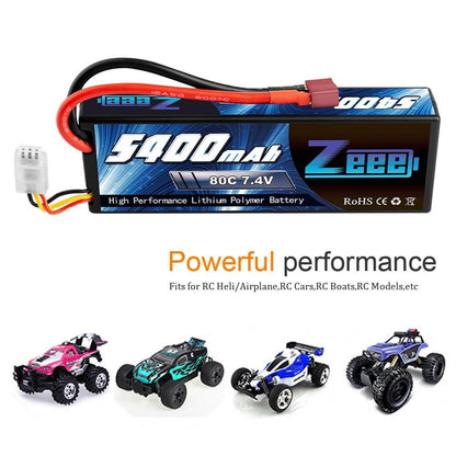 1/2units Zeee 5400mAh 80C 2S 7.4V Lipo Battery - Hardcase with Deans Plug RC Lipo Battery for RC Car Boat Truck Drone Helicopter FPV Battery - RCDrone