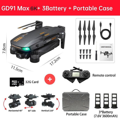 GD91Max Drone - 6k GPS 5G WiFi 3 axis Gimbal Camera Brushless Motor Supports 32G TF Card Professional Camera Drone - RCDrone