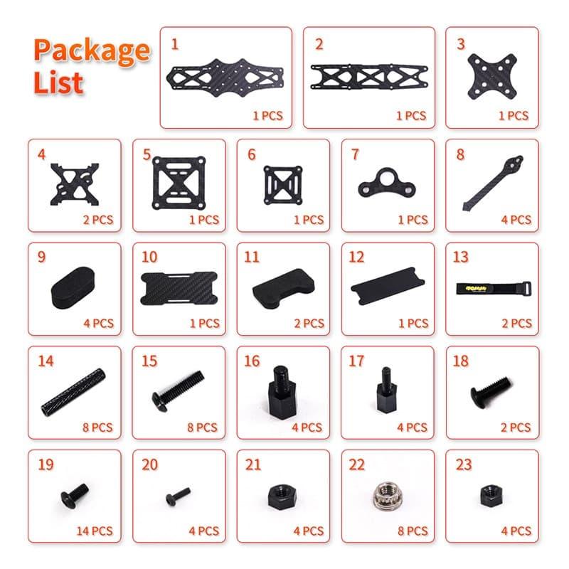 5 Inch Frame 5 Inch FPV Drone Frame Kit - Martian V Wheelbase 215mm 5mm Arm Carbon ...