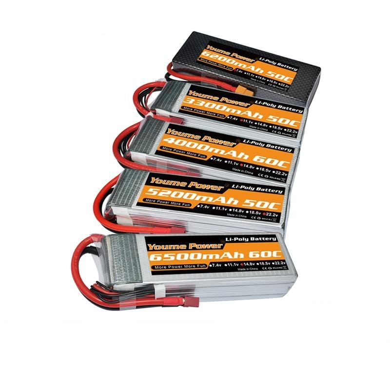 Youme 2S 3S 4S 6S RC Lipo Battery - 7.4V 11.1V 14.8V 22.2V 3300mah 4500mah 5200mah 6200mah 6500mah T Deans XT60 Hard Case RC Parts for Drone FPV Cars Helicopters - RCDrone