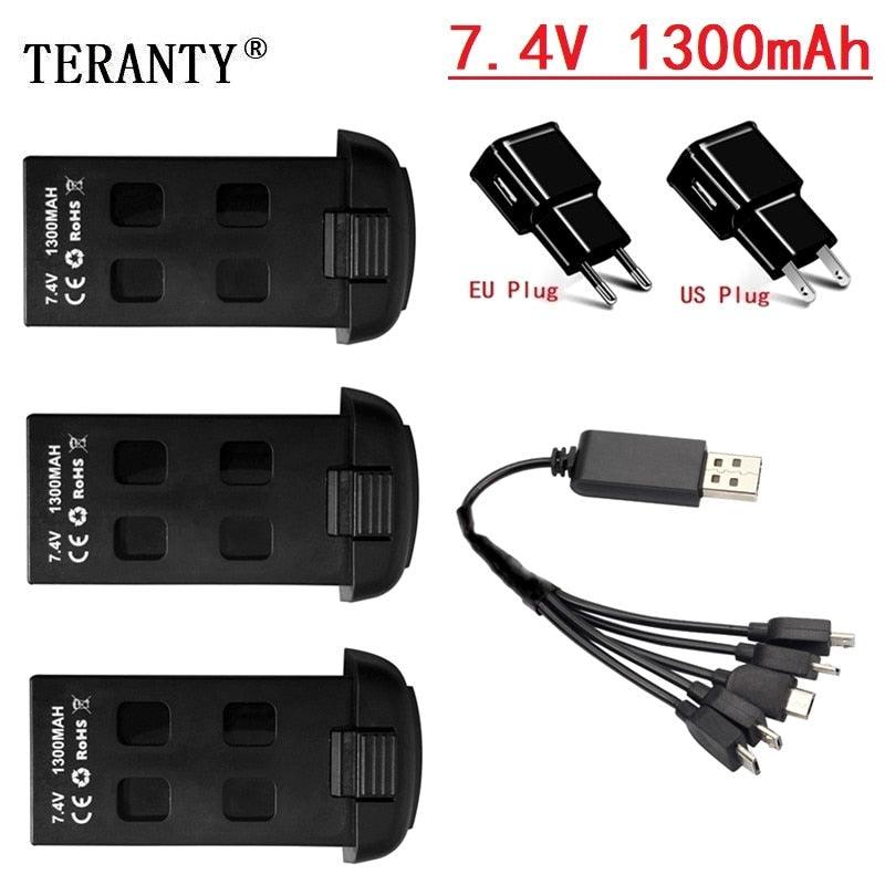 TERANTY 7.4V 1300mAh Lipo Battery and 5-in-1 charger For S166 S167 RC Drone Spare Parts for S167 RC Drone Rechargeable Modular Battery - RCDrone