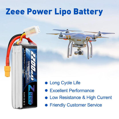 2units Zeee 2200mAh 3S Drone Battery - 11.1V 50C Lipo Battery with XT60 Plug For RC Quadcopter QAV250 Drone Boat Airplane FPV Battery - RCDrone