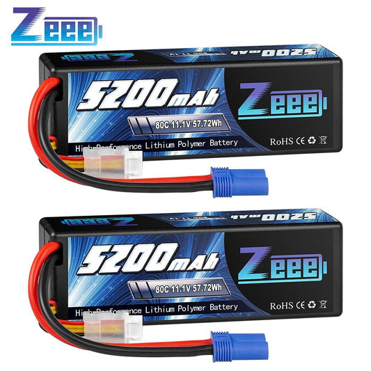 2units Zeee 11.1V 80C 5200mAh 3S Lipo Battery with EC5 Connector Hardcase Battery for RC Car Boat Truck Helicopter Airplane FPV Drone Battery - RCDrone