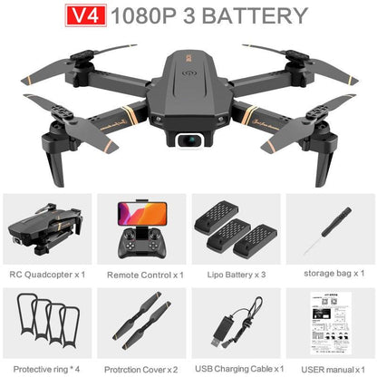 V4 Rc Drone 4k HD Wide Angle Camera 1080P WiFi fpv Drone Dual Camera Quadcopter Real-time transmission Helicopter Dron Gift Toys - RCDrone