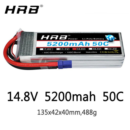 HRB 14.8V Lipo Battery 4S 5200mah - T Deans XT60 XT90 EC5 For Racing Airplanes Car Monster Truck Fishing Boat RC Parts 50C - RCDrone