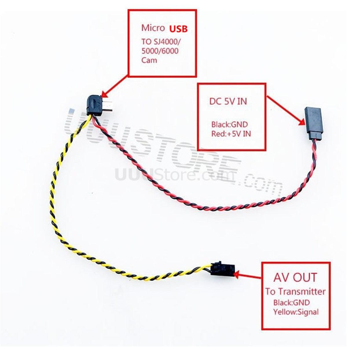 Micro USB to AV Out Cable for SJCAM SJ4000 SJ5000 SJ6000 Camera FPV Video Audio Cable Wireless Telemetry Transmission - RCDrone