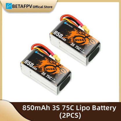 2PCS BETAFPV 3S 850mAh 75C Lipo Drone Battery For FPV - RCDrone