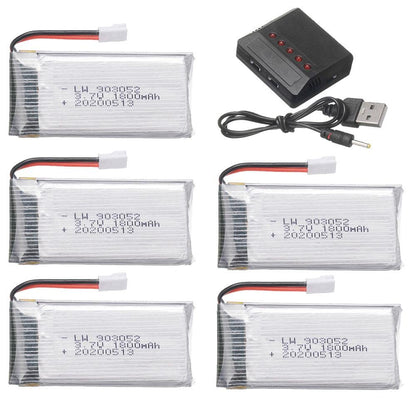 3.7v 1800mAh 903052 lipo Battery Charger Set for KY601S SYMA X5 X5S X5C X5SC X5SH X5SW M18 H5P RC Drone Spare Parts - RCDrone