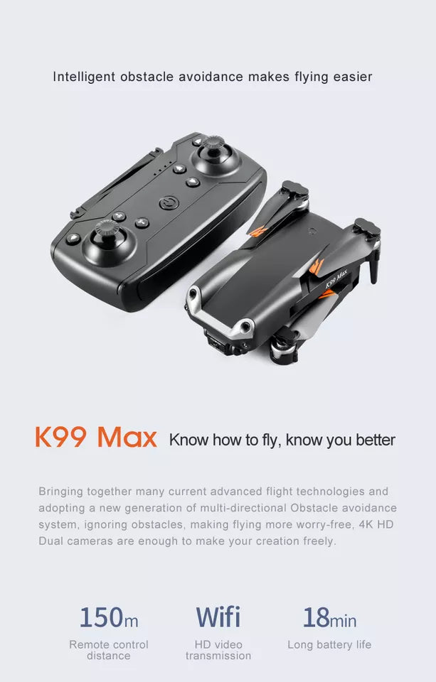 K99 Max Drone - 4k camera Three-way Obstacle Avoidance Mini Drone - RCDrone