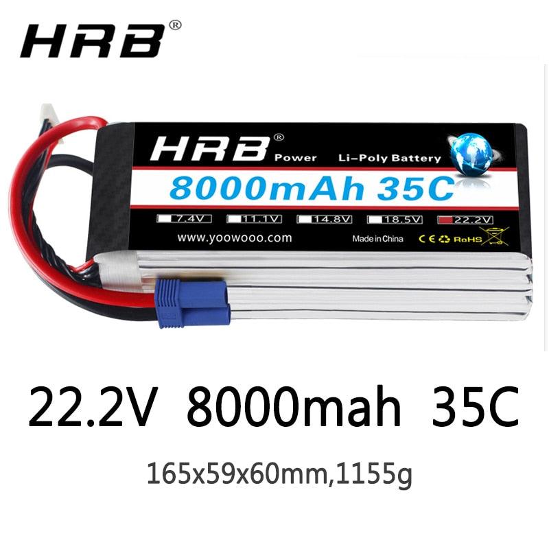 HRB 22.2V 8000mah Lipo Battery - 6S XT60 EC5 XT90 Deans T XT150 AS150 35C RC Parts For FPV Drone Quadcopter Helicopter Airplane Car Boat - RCDrone