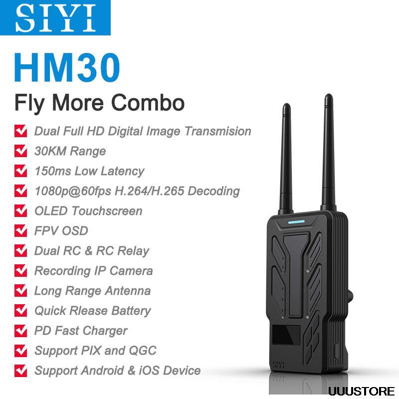 SIYI HM30 Full HD Digital Video Link - Radio System Transmitter Remote Control OLED Touchscreen 30KM 1080p 60fps 150ms FPV OSD - RCDrone