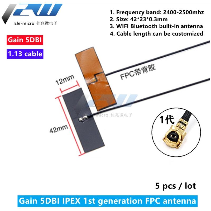 5 PCS/LOT WiFi 2.4G High Gain 5dbi , Built-in Flexible FPC Soft Antenna ZigBee Bluetooth Module IPEX1/IPEX4-K Patch Antenna 5dBi - RCDrone