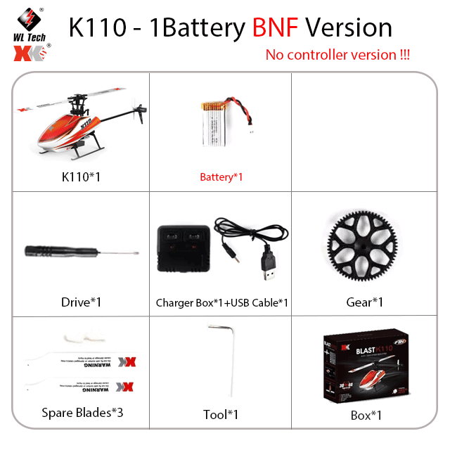 WLtoys XK K110 RC Helicopter - 2.4G 6CH 3D 6G 6-Axis System Brushless Motor RC Quadcopter Remote Control Toys For Kids Gifts - RCDrone