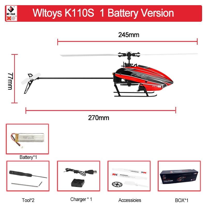 Wltoys XK K110s RC Helicopter - BNF 2.4G 6CH 3D 6G 6-Axis System