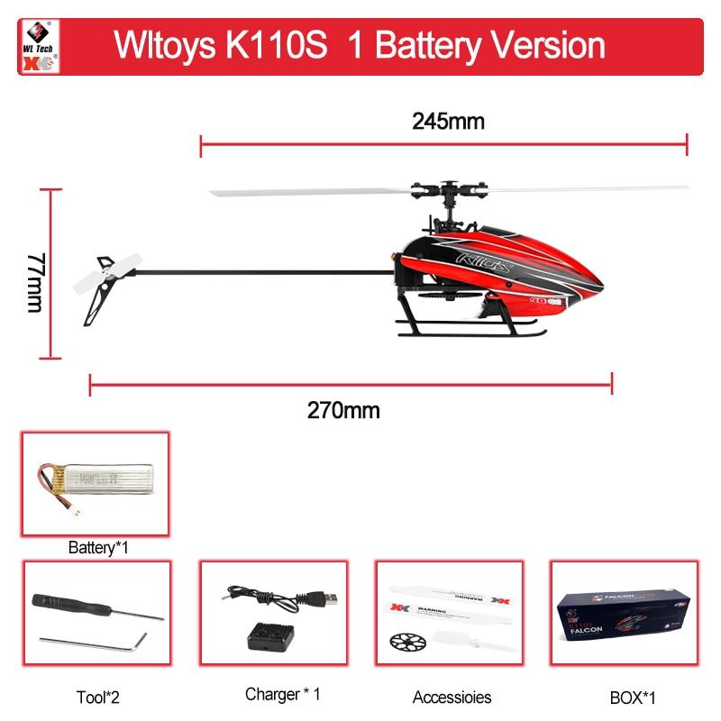 Wltoys XK K110s RC Helicopter - BNF 2.4G 6CH 3D 6G 6-Axis System Brushless Motor RC Quadcopter Remote Control Drone Toys For Kids Gifts - RCDrone