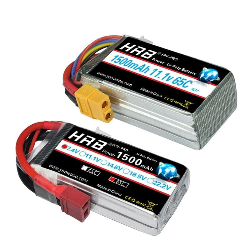 HRB 7.4V 1500mah 11.1V Lipo Battery - 65C 2S 3S T XT60 Deans RC