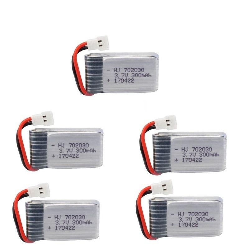 3.7V 300mAH Lipo Battery With 5-in-1 Charger For Udi U816 U830 F180 E55 FQ777 FQ17W Hubsan H107 Syma X11C FY530 RC Drone Battery - RCDrone