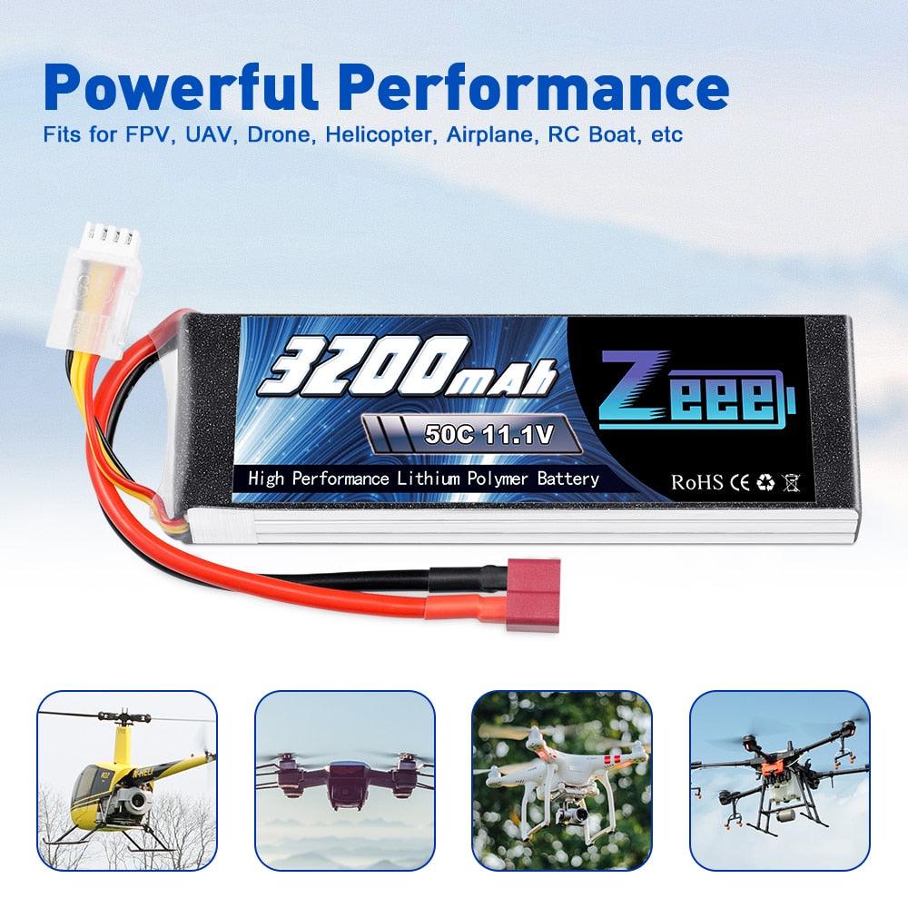 2units Zeee 11.1V 50C 3200mAh 3S Lipo Battery with Deans Connector Softcase Battery for RC Airplane Helicopter RC Car Truck Boat FPV Battery - RCDrone