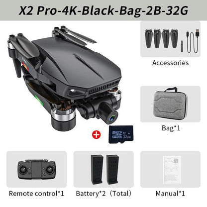X2 Pro2 GPS Drone - 2023 New 4K HD 1080P Dual Camera Mechanical 2-Axis Gimbal Dual Camera 5G WIFI Brushless Foldable Quadcopter Professional Camera Drone - RCDrone