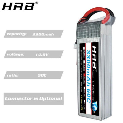 HRB 4S 14.8V Lipo Battery 3300mah - XT60 T Deans EC5 XT90 60C For Truggy Mad Rally Car 1/8 Racing Heli Airplane Truck RC Parts - RCDrone