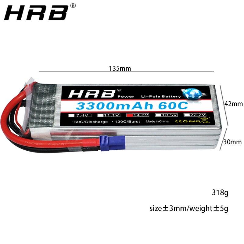 HRB 4S 14.8V Lipo Battery 3300mah - XT60 T Deans EC5 XT90 60C For Truggy Mad Rally Car 1/8 Racing Heli Airplane Truck RC Parts - RCDrone