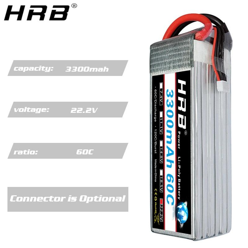 HRB Lipo 6S 3300mah 22.2V Battery - XT60 T Deans XT90 EC5 For Quadcopter FPV Airplanes Racing Off-Road Cars Boats RC Parts 50C - RCDrone