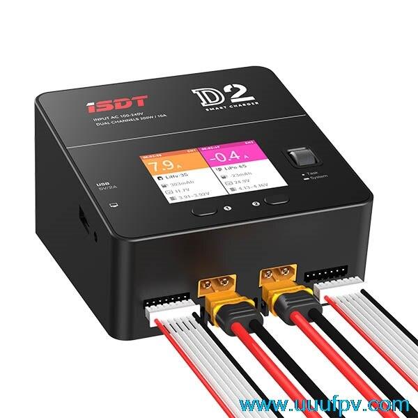 ISDT D2 Drone Charger - 200W 20A AC Dual Channel Output Smart Battery Balance Charger - RCDrone