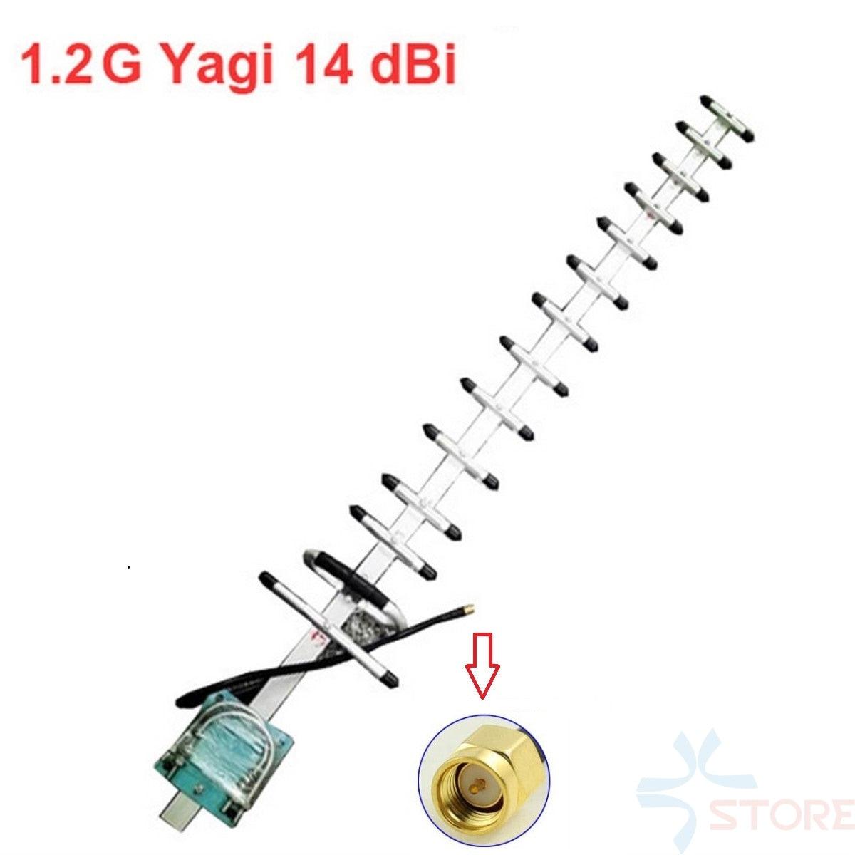 14dbi 1.2G Yagi antenna 1180-1220mhz 1.2Ghz wireless transceiver antenna yagi antenna 14 unit SMA with 3m cable for fpv - RCDrone