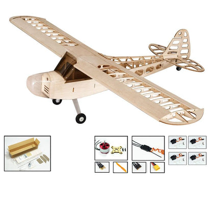 J3 Balsawood Airplanes - Model Laser Cut 1180mm Wingspan Both Gas or Electric Power Building Kit Woodiness model PLANE - RCDrone