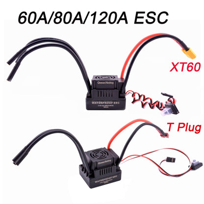 Upgrade Sensorless 60A 80A 120A S-80A S-120A Brushless ESC Electric Speed Controller with 5.5V / 3A BEC for 1/8 1/10 RC Car - RCDrone
