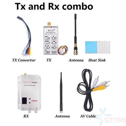 TX1000 Transmitter - 1.2G 1W 1000mW 8CH FPV Transmitter 1.2g TX 12CH Receiver RX FPV Combo Up to 3km for RC Models Drone Quad long range system - RCDrone