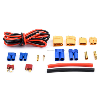 76pcs T-Plug / XT60 / XT90 / EC3 /EC5 Male &Female Plug Adapter Connectors Silicone Wire and Shrink Tubing Kit for RC Car /Frame - RCDrone