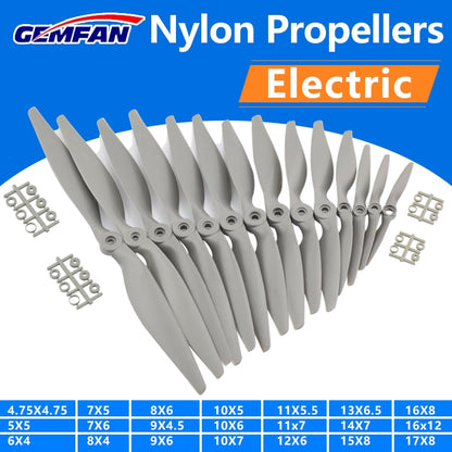 Gemfan Apc नायलॉन प्रोपेलर - आरसी मॉडल हवाई जहाज के लिए 8X4/8X6/9X4.5/9X6/10x5/10X6/10x7/11x5.5/12x6/13x6.5/14x7/15X8/16X8/17X10प्रॉप्स